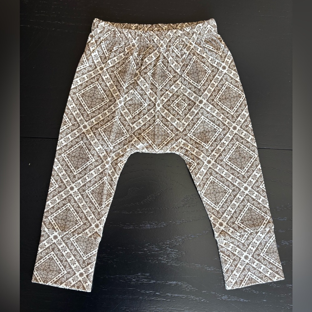 Kate Quinn classic panda pants - stone bandana, organic cotton jersey